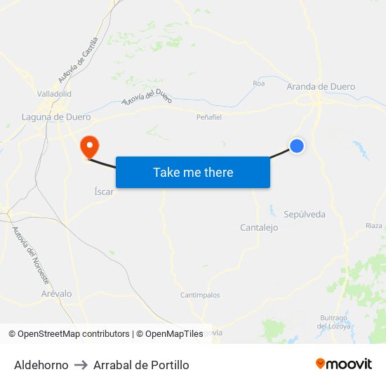 Aldehorno to Arrabal de Portillo map