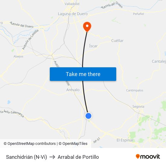 Sanchidrián (N-Vi) to Arrabal de Portillo map