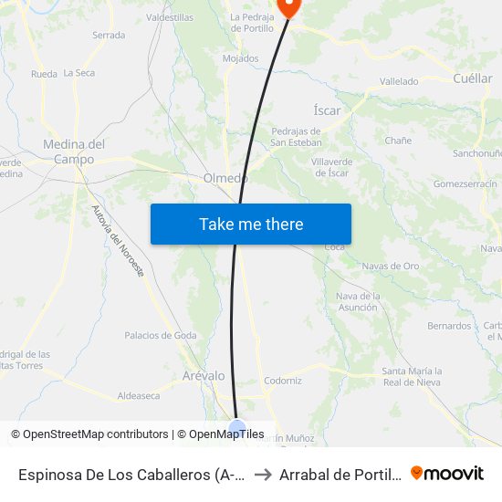 Espinosa De Los Caballeros (A-6) to Arrabal de Portillo map