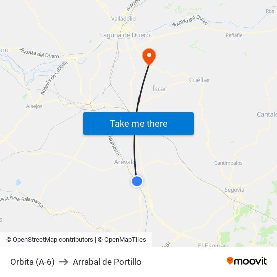 Orbita (A-6) to Arrabal de Portillo map