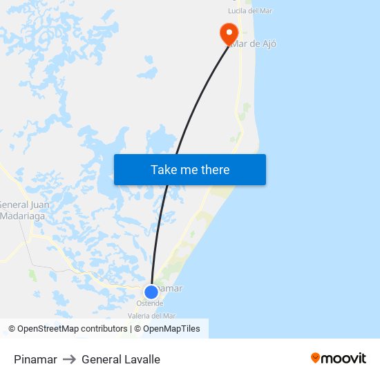 Pinamar to General Lavalle map