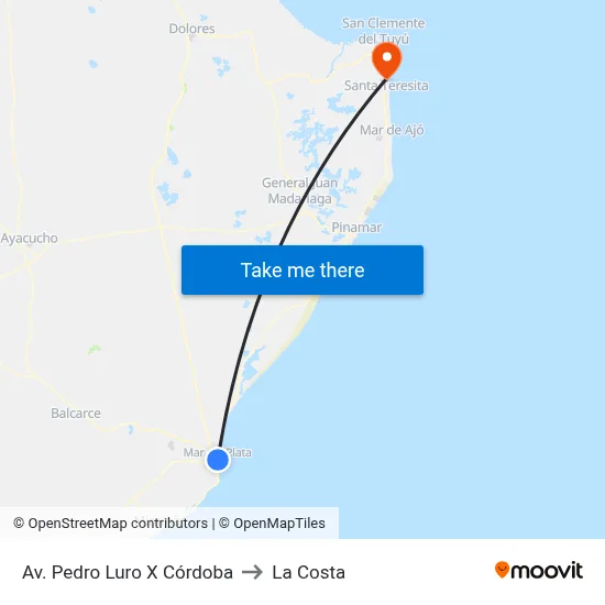 Av. Pedro Luro X Córdoba to La Costa map