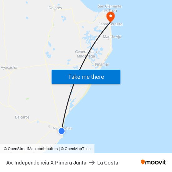 Av. Independencia X Pimera Junta to La Costa map
