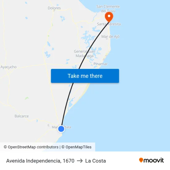 Avenida Independencia, 1670 to La Costa map