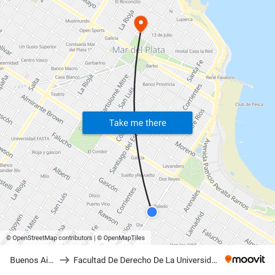 Buenos Aires X Gascón to Facultad De Derecho De La Universidad Nacional De Mar Del Plata (Unmdp) map