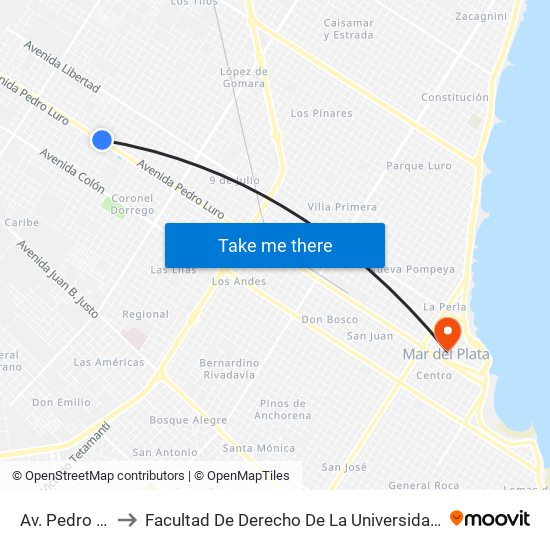 Av. Pedro Luro X Brasil to Facultad De Derecho De La Universidad Nacional De Mar Del Plata (Unmdp) map