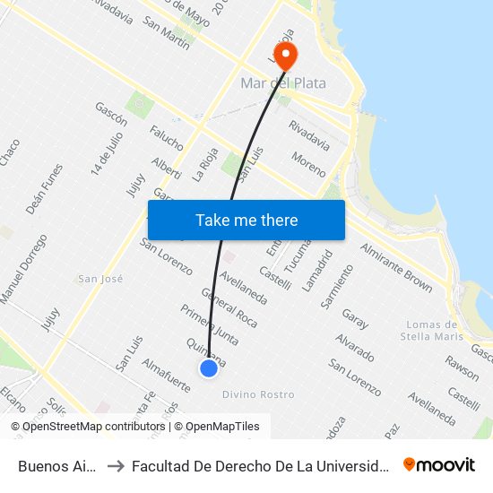 Buenos Aires X Matheu to Facultad De Derecho De La Universidad Nacional De Mar Del Plata (Unmdp) map