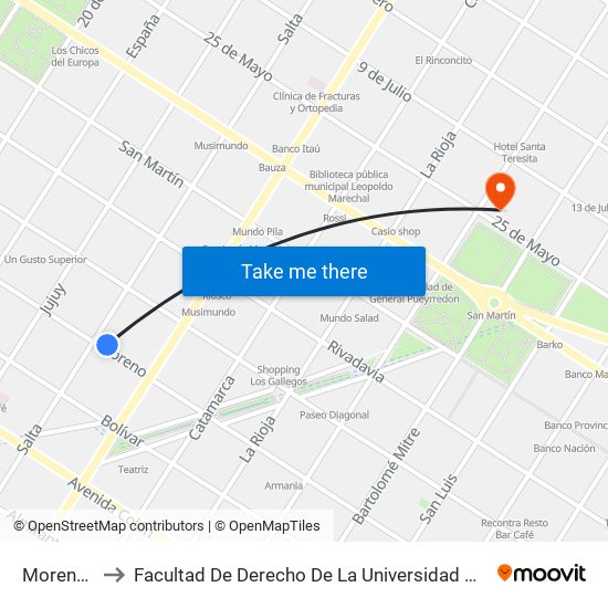 Moreno X Salta to Facultad De Derecho De La Universidad Nacional De Mar Del Plata (Unmdp) map