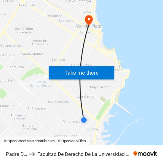 Padre Dutto, 387 to Facultad De Derecho De La Universidad Nacional De Mar Del Plata (Unmdp) map