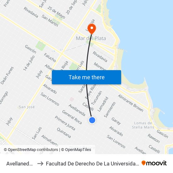 Avellaneda X Lamadrid to Facultad De Derecho De La Universidad Nacional De Mar Del Plata (Unmdp) map