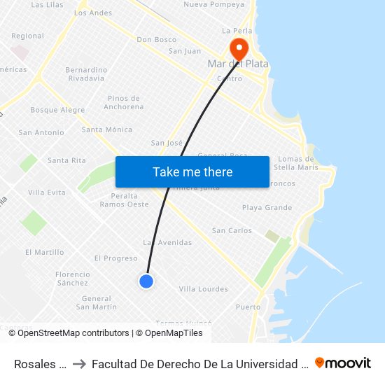 Rosales X Fleming to Facultad De Derecho De La Universidad Nacional De Mar Del Plata (Unmdp) map