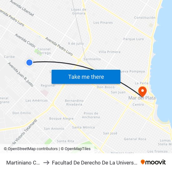 Martiniano Chilavert X Castelli to Facultad De Derecho De La Universidad Nacional De Mar Del Plata (Unmdp) map