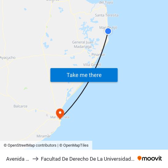 Avenida Colón, 500 to Facultad De Derecho De La Universidad Nacional De Mar Del Plata (Unmdp) map