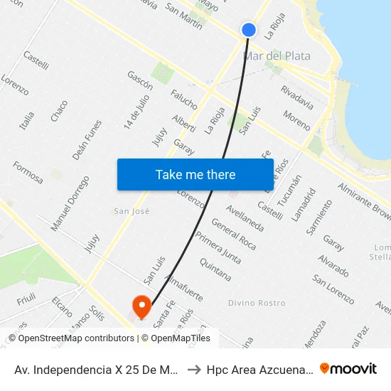Av. Independencia X 25 De Mayo to Hpc Area Azcuenaga map