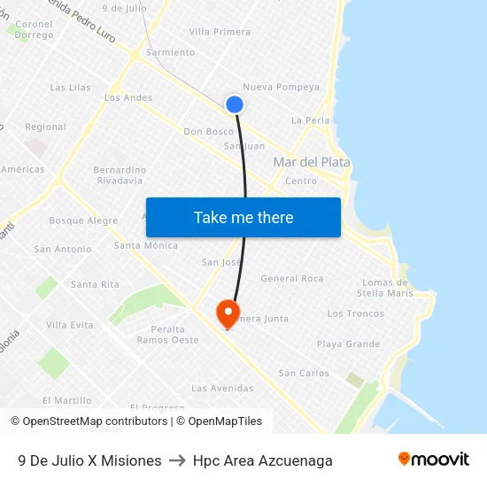 9 De Julio X Misiones to Hpc Area Azcuenaga map