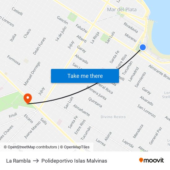 La Rambla to Polideportivo Islas Malvinas map