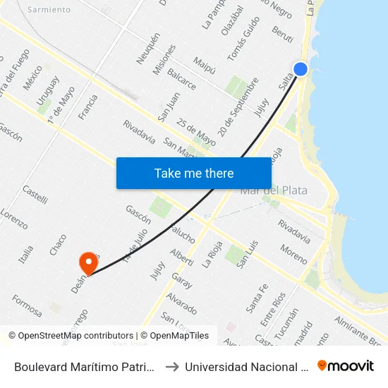 Boulevard Marítimo Patricio Peralta Ramos X Brandsen to Universidad Nacional De Mar Del Plata (Unmdp) map
