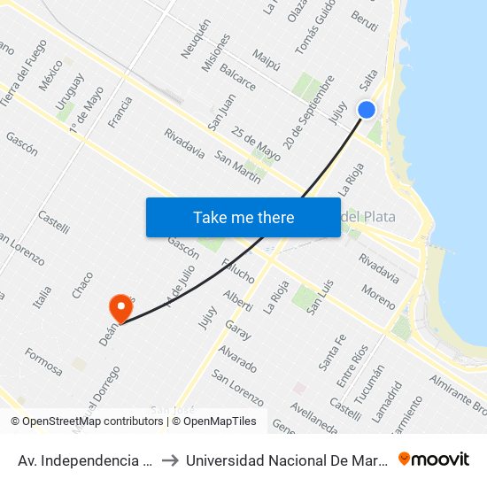 Av. Independencia X Chacabuco to Universidad Nacional De Mar Del Plata (Unmdp) map