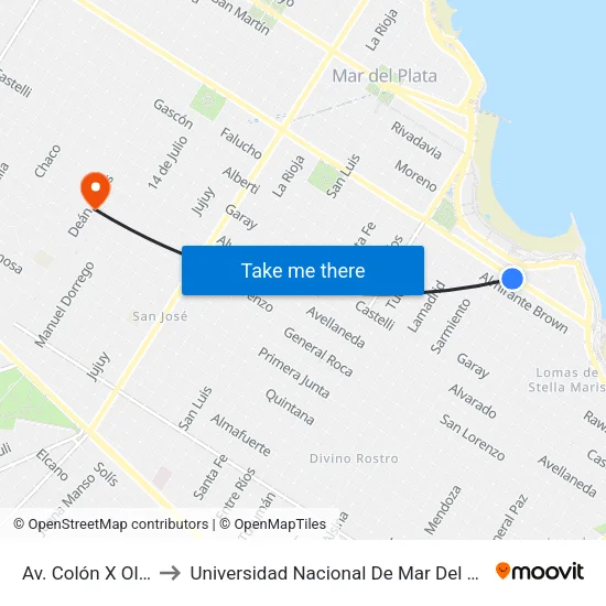 Av. Colón X Olavarría to Universidad Nacional De Mar Del Plata (Unmdp) map