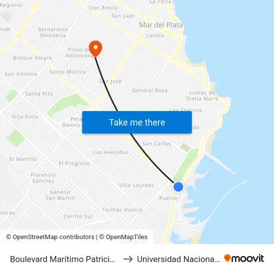 Boulevard Marítimo Patricio Peralta Ramos X Av. Juan B. Justo to Universidad Nacional De Mar Del Plata (Unmdp) map