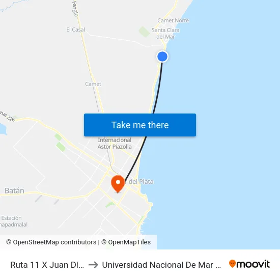 Ruta 11 X Juan Díaz De Solis to Universidad Nacional De Mar Del Plata (Unmdp) map