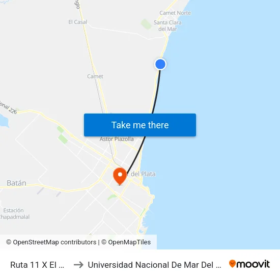 Ruta 11 X El Gaviotin to Universidad Nacional De Mar Del Plata (Unmdp) map