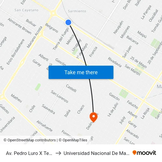 Av. Pedro Luro X Teodoro Bronzini to Universidad Nacional De Mar Del Plata (Unmdp) map