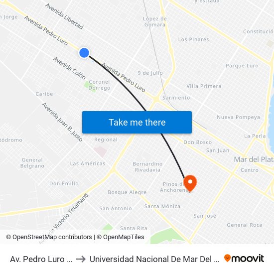 Av. Pedro Luro X Brasil to Universidad Nacional De Mar Del Plata (Unmdp) map