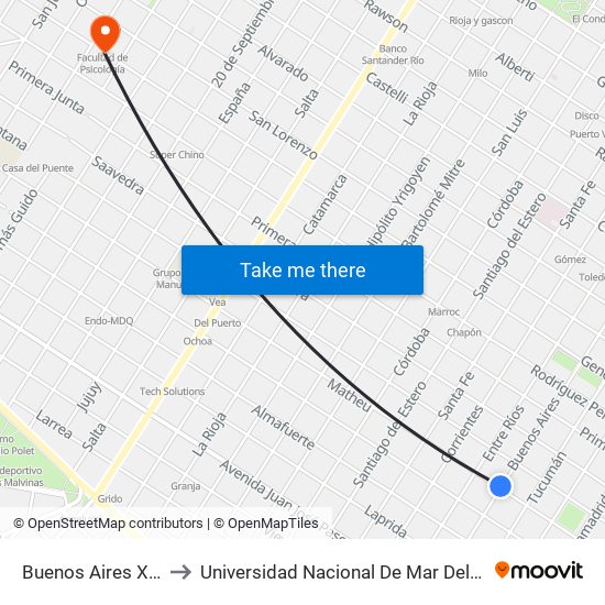 Buenos Aires X Matheu to Universidad Nacional De Mar Del Plata (Unmdp) map