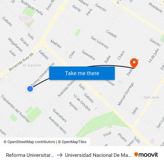 Reforma Universitaria X Guanahaní to Universidad Nacional De Mar Del Plata (Unmdp) map
