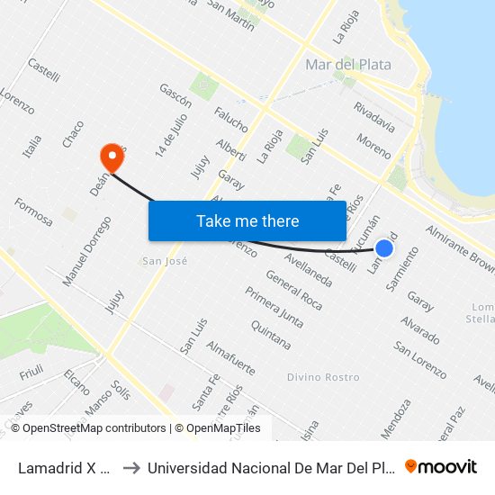 Lamadrid X Alberti to Universidad Nacional De Mar Del Plata (Unmdp) map