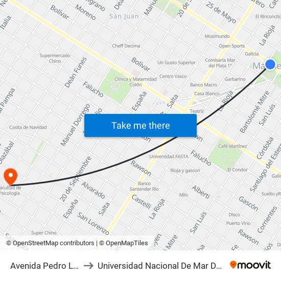 Avenida Pedro Luro, 2900 to Universidad Nacional De Mar Del Plata (Unmdp) map