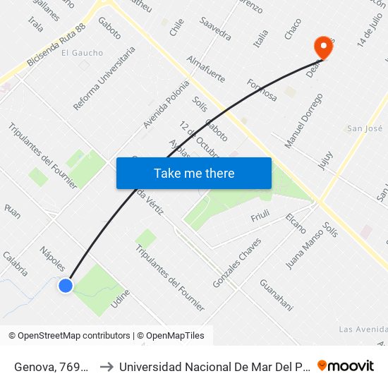 Genova, 7699-7799 to Universidad Nacional De Mar Del Plata (Unmdp) map