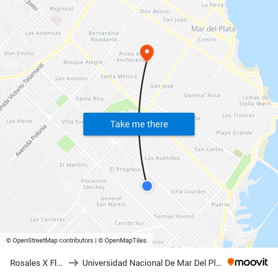 Rosales X Fleming to Universidad Nacional De Mar Del Plata (Unmdp) map