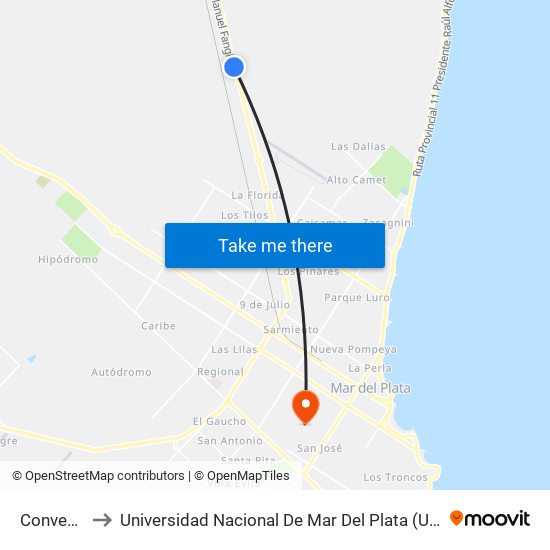 Convento to Universidad Nacional De Mar Del Plata (Unmdp) map