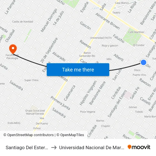 Santiago Del Estero, 2401-2499 to Universidad Nacional De Mar Del Plata (Unmdp) map