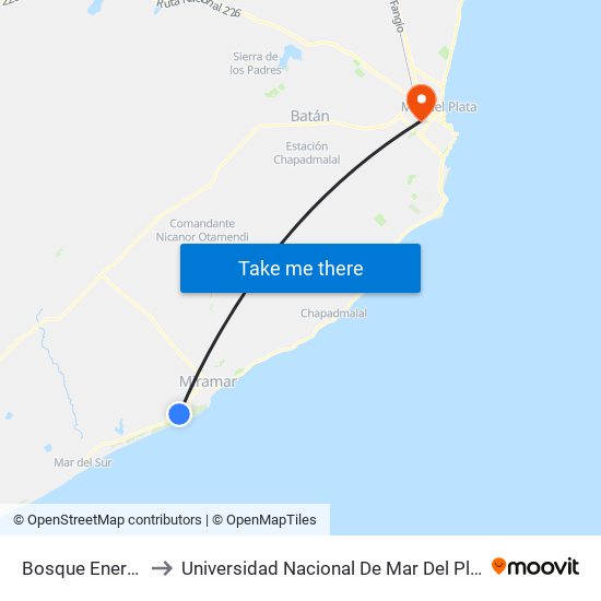 Bosque Energético to Universidad Nacional De Mar Del Plata (Unmdp) map