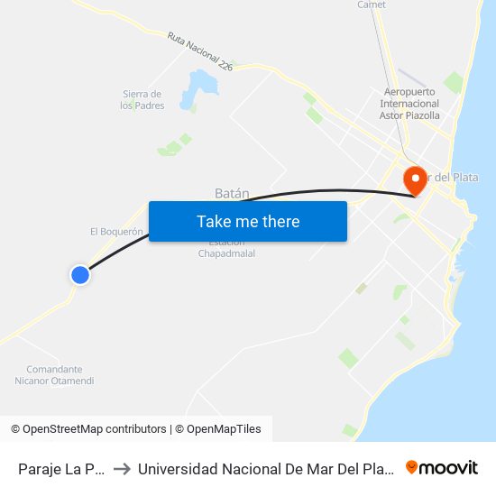 Paraje La Polola to Universidad Nacional De Mar Del Plata (Unmdp) map
