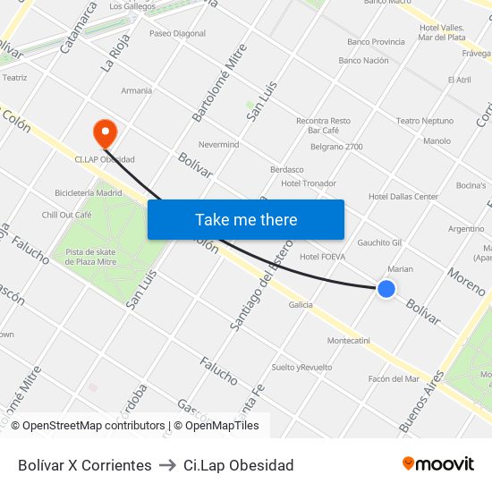 Bolívar X Corrientes to Ci.Lap Obesidad map