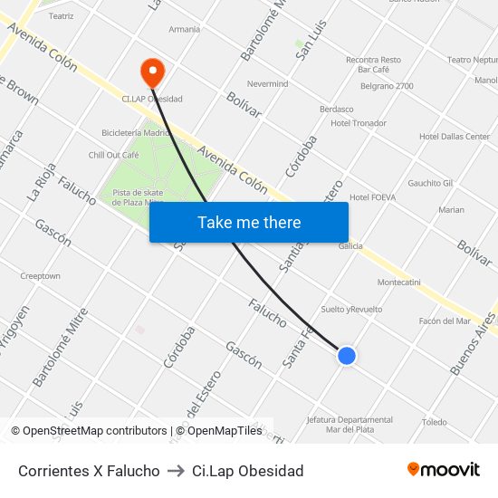 Corrientes X Falucho to Ci.Lap Obesidad map