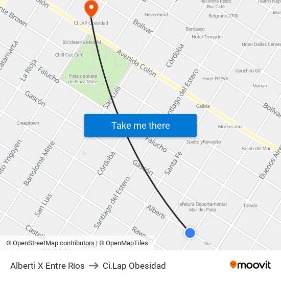Alberti X Entre Ríos to Ci.Lap Obesidad map