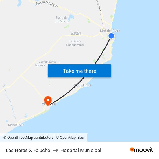 Las Heras X Falucho to Hospital Municipal map