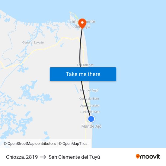 Chiozza, 2819 to San Clemente del Tuyú map