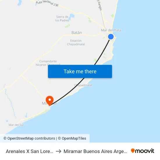Arenales X San Lorenzo to Miramar Buenos Aires Argentina map
