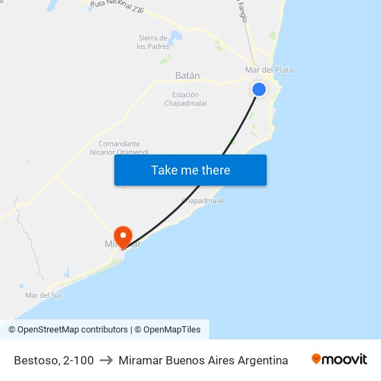 Bestoso, 2-100 to Miramar Buenos Aires Argentina map