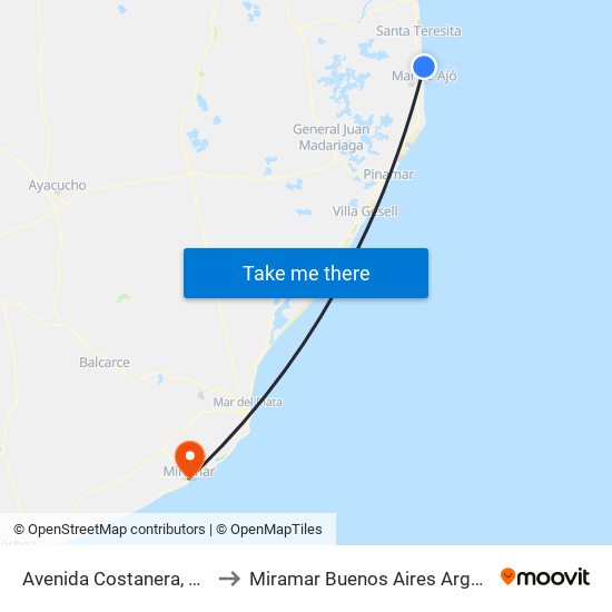 Avenida Costanera, 5376 to Miramar Buenos Aires Argentina map