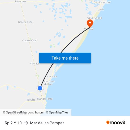 Rp 2 Y 10 to Mar de las Pampas map