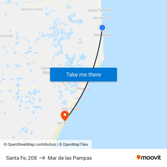 Santa Fe, 208 to Mar de las Pampas map