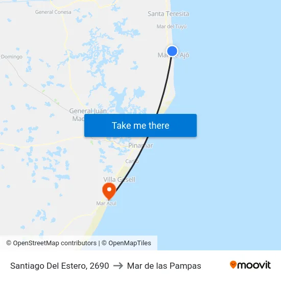 Santiago Del Estero, 2690 to Mar de las Pampas map