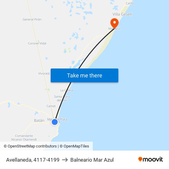 Avellaneda, 4117-4199 to Balneario Mar Azul map